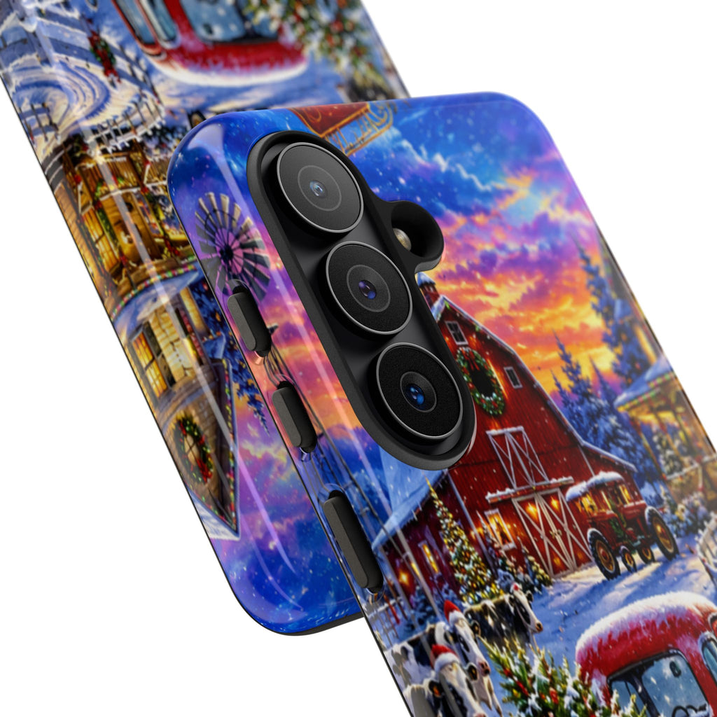Christmas Farm Phone Case — Vintage Red Truck in Snowy Holiday Scene