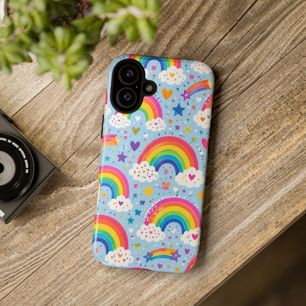 Rainbow Clouds Phone Case — Cute Pastel Rainbow Pattern Tough Case