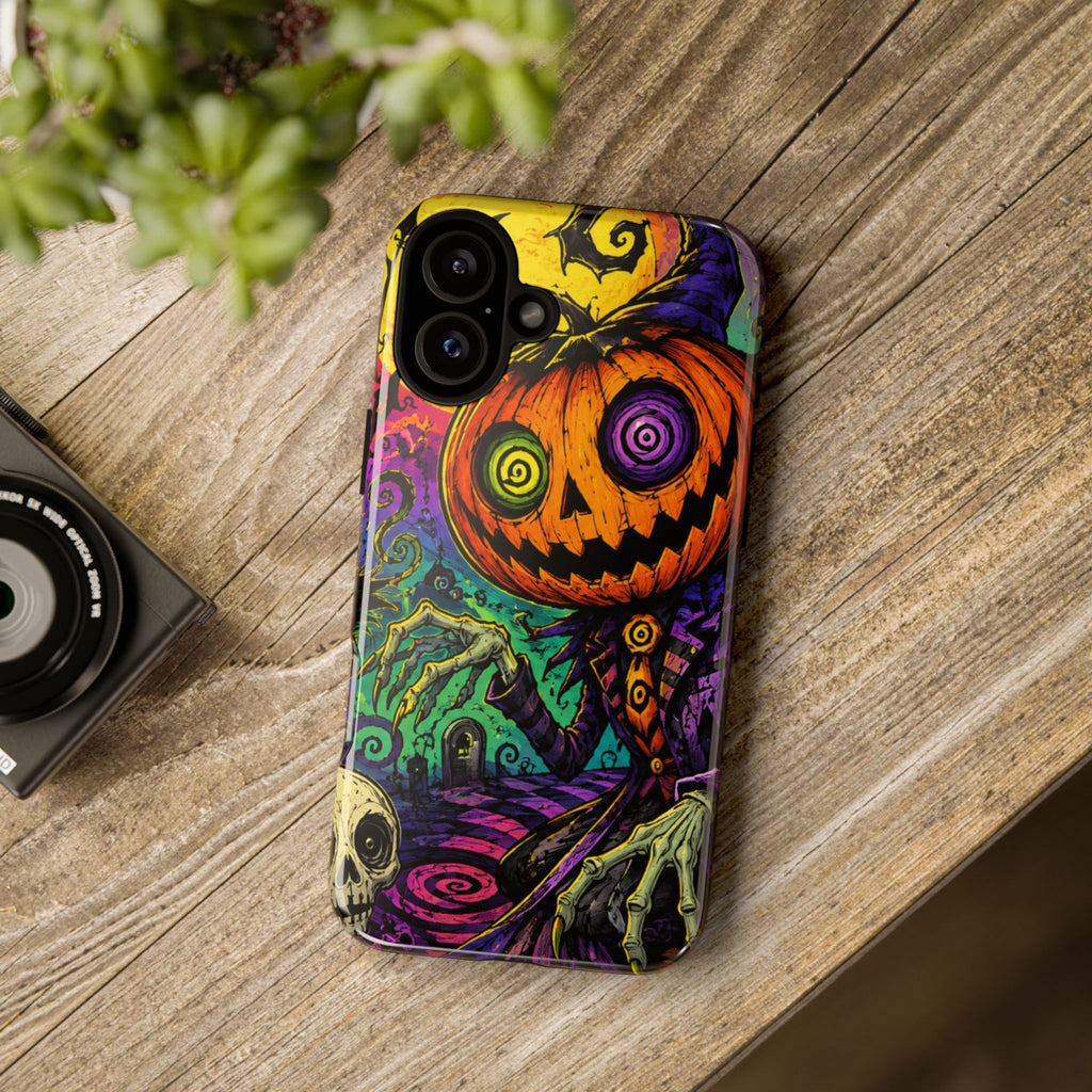 Halloween Pumpkin Skull Phone Case — Psychedelic Jack-o'-Lantern Tough Case