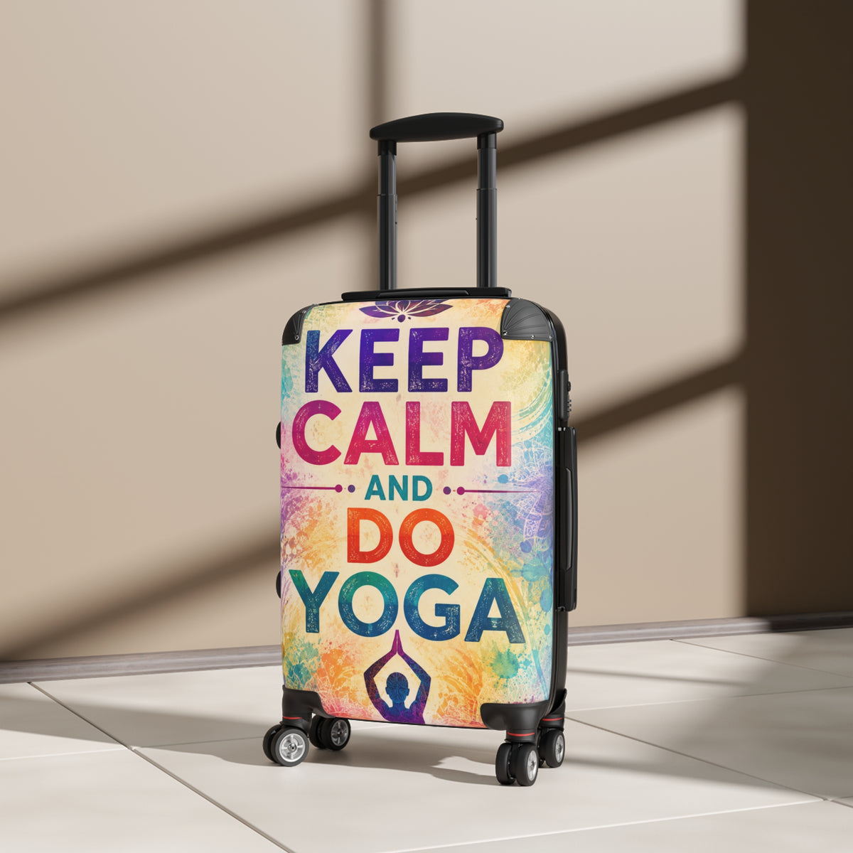 Keep Calm and Do Yoga Carry-On Suitcase — Colorful Yoga Travel Luggage