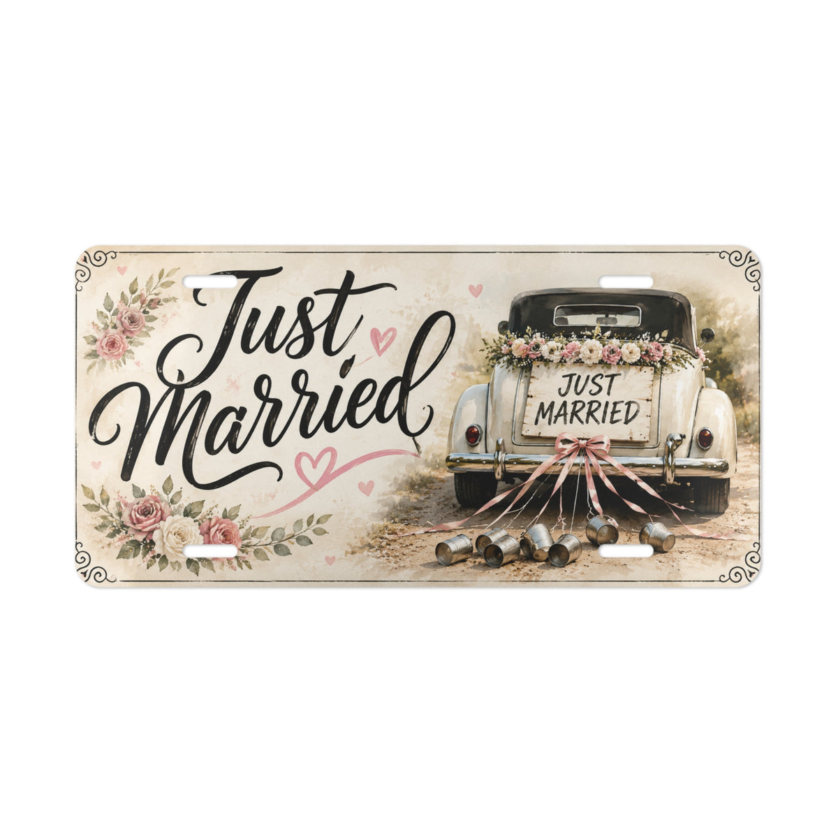 Just Married vintage car Vanity Plate | wedding license plate