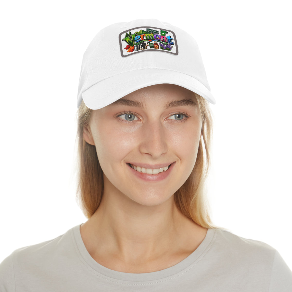 Vermont Patch Dad Hat | Leather Rectangle Patch, State Travel Cap
