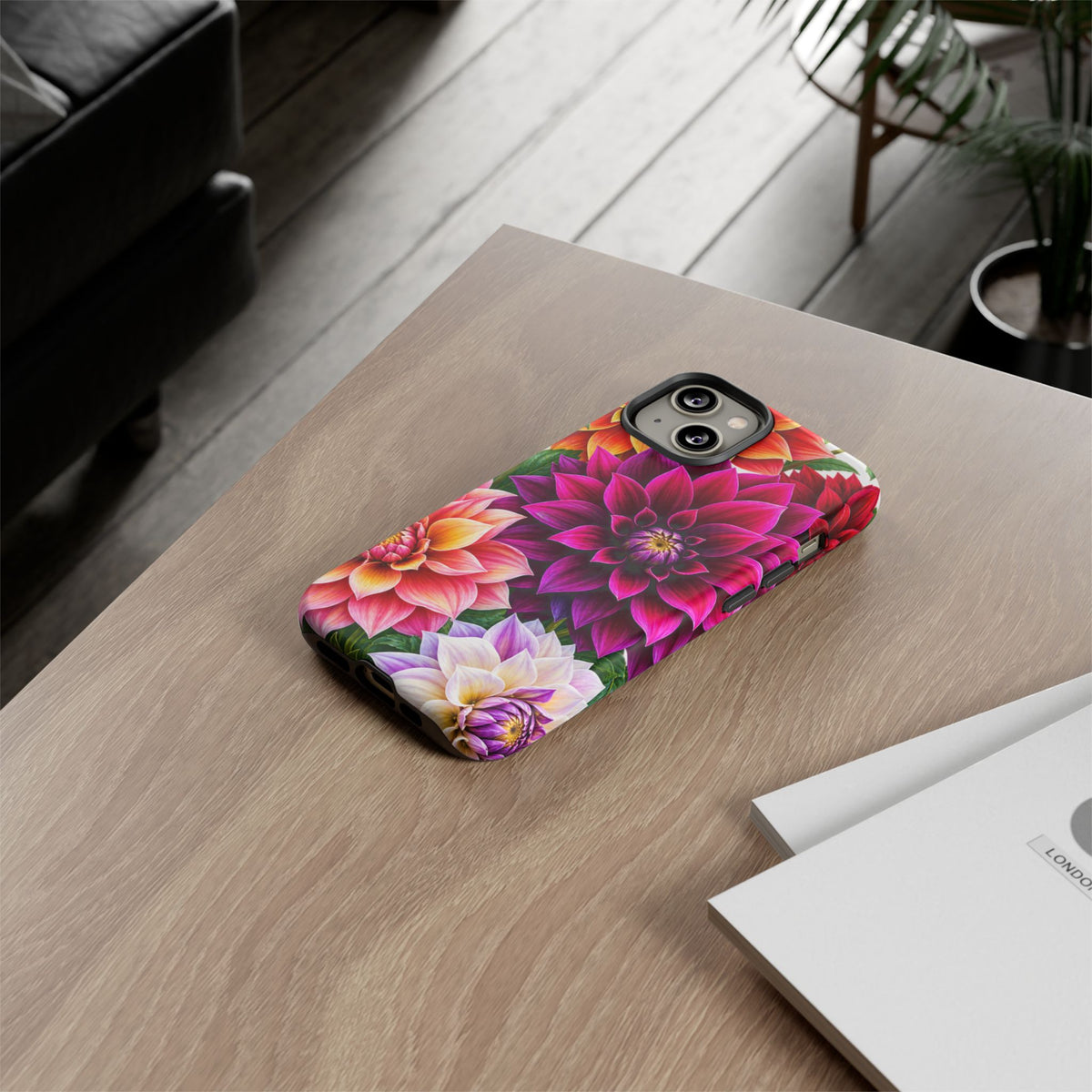 Floral Dahlia Tough Phone Case — Vibrant Protective Floral Phone Cover