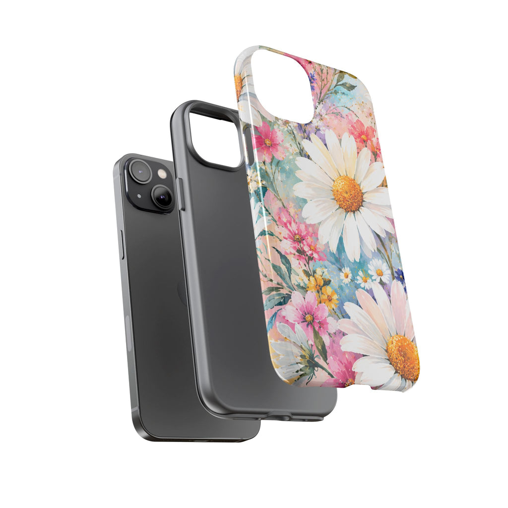 Floral Daisy Phone Case — Watercolor Daisies Protective Tough Case