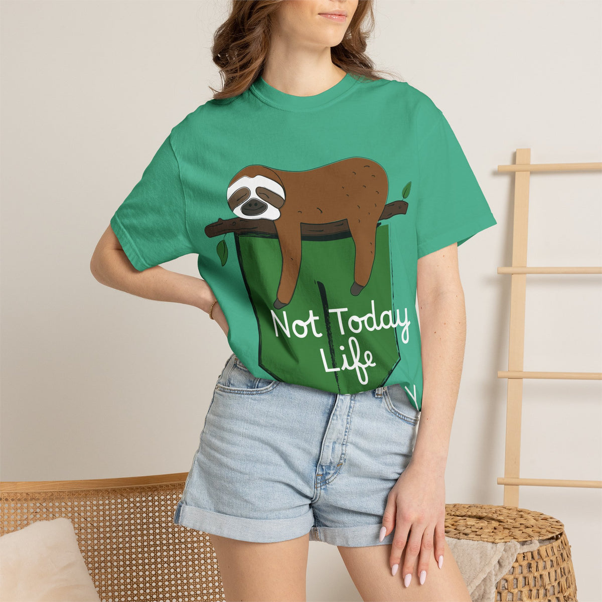 Sloth Pocket Tee — "Not Today" Lazy Sloth Graphic T-Shirt