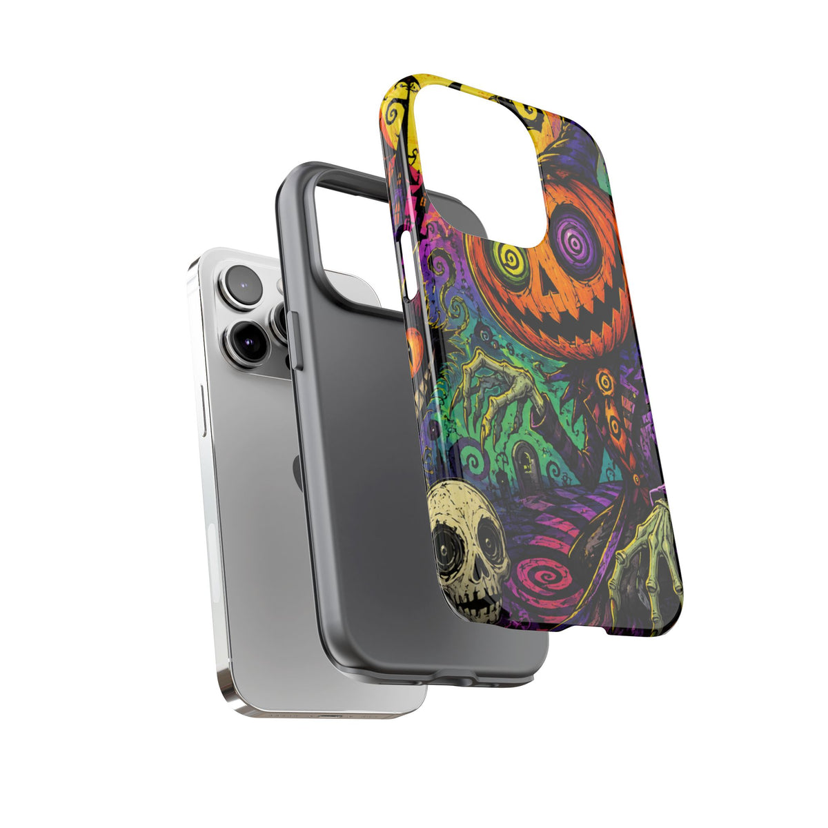 Halloween Pumpkin Skull Phone Case — Psychedelic Jack-o'-Lantern Tough Case