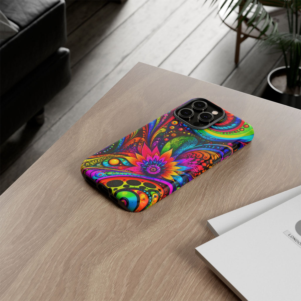 Psychedelic Floral Phone Case — Vibrant Swirl Tough Protective Cover