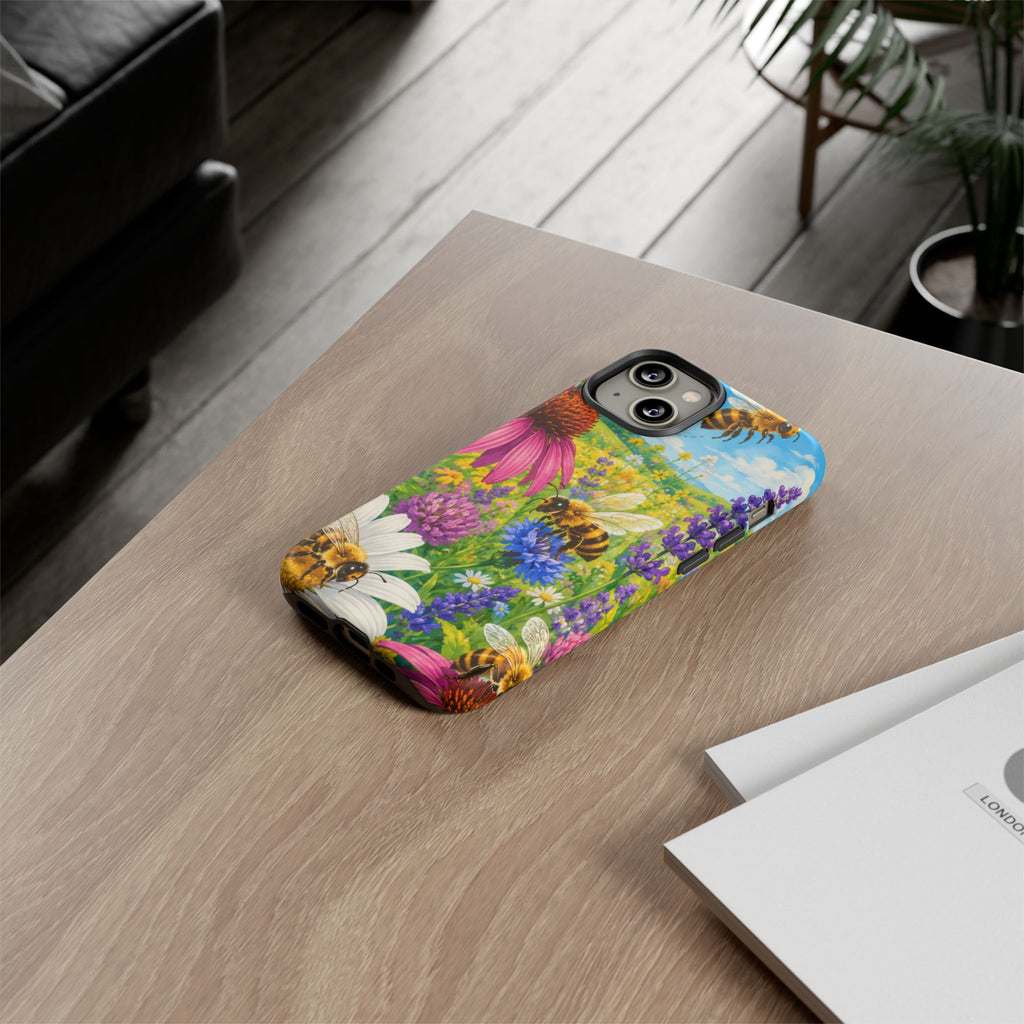 Bee Meadow Phone Case — Floral Honeybee Protective Cover
