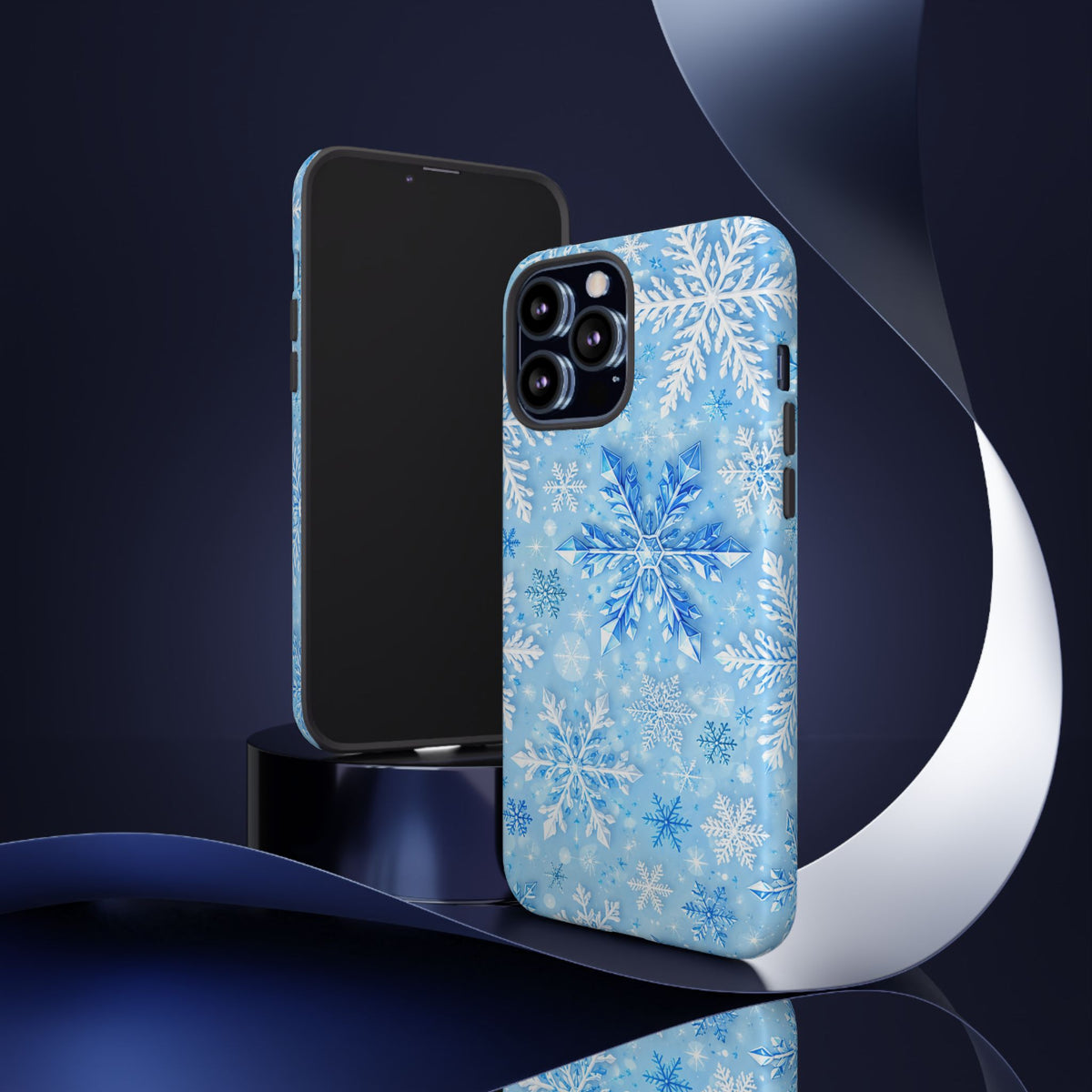 Winter Snowflake Tough Phone Case — Blue Holiday Protective Cover