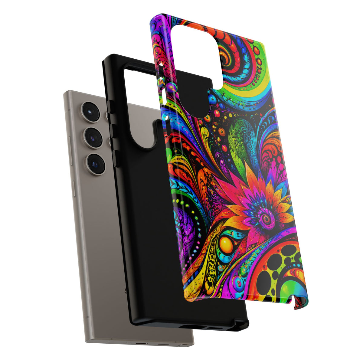 Psychedelic Floral Phone Case — Vibrant Swirl Tough Protective Cover