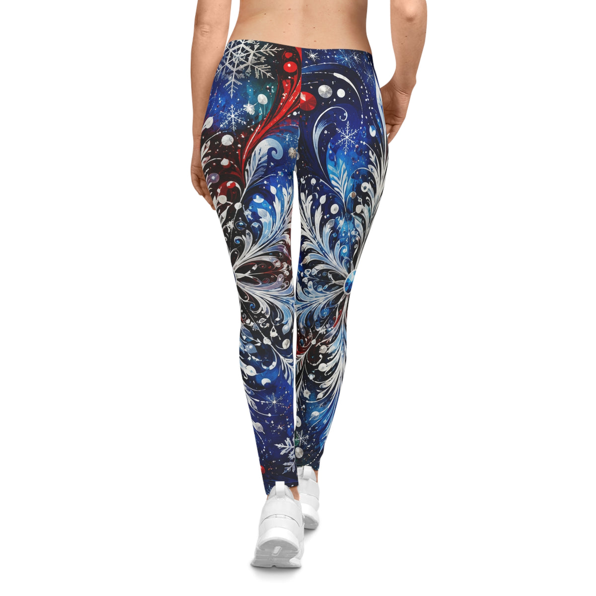 Snowflake Flourish Leggings — Women's Festive Winter Print Leggings