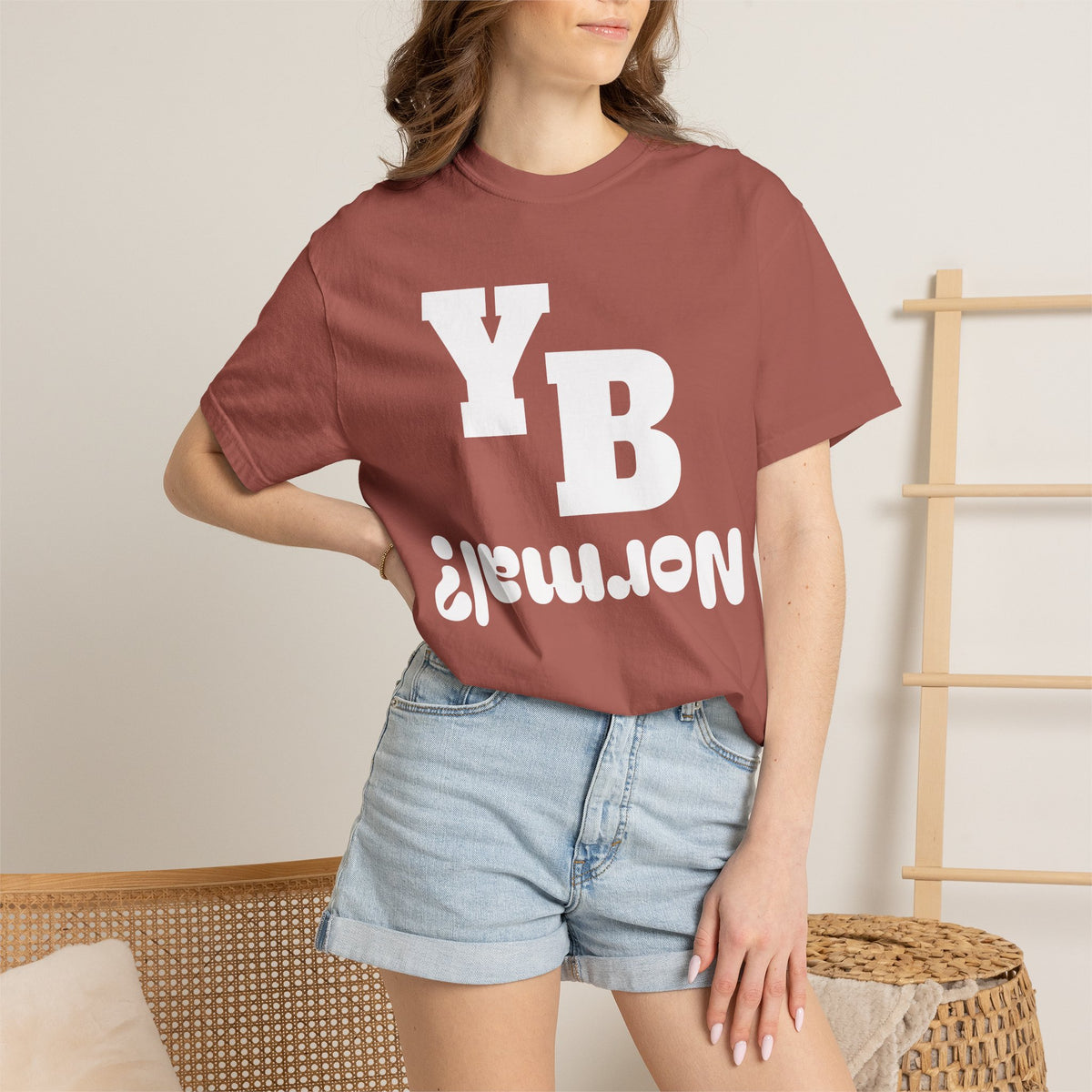 Funny 'YB ¿Normal?' Graphic T-Shirt — Upside-Down Retro Typography Tee