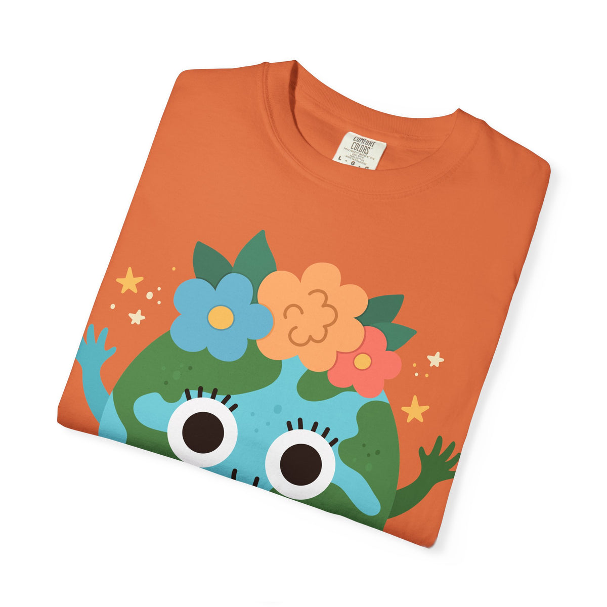 Flower Crown Earth Illustration T-shirt | Cute Planet Graphic