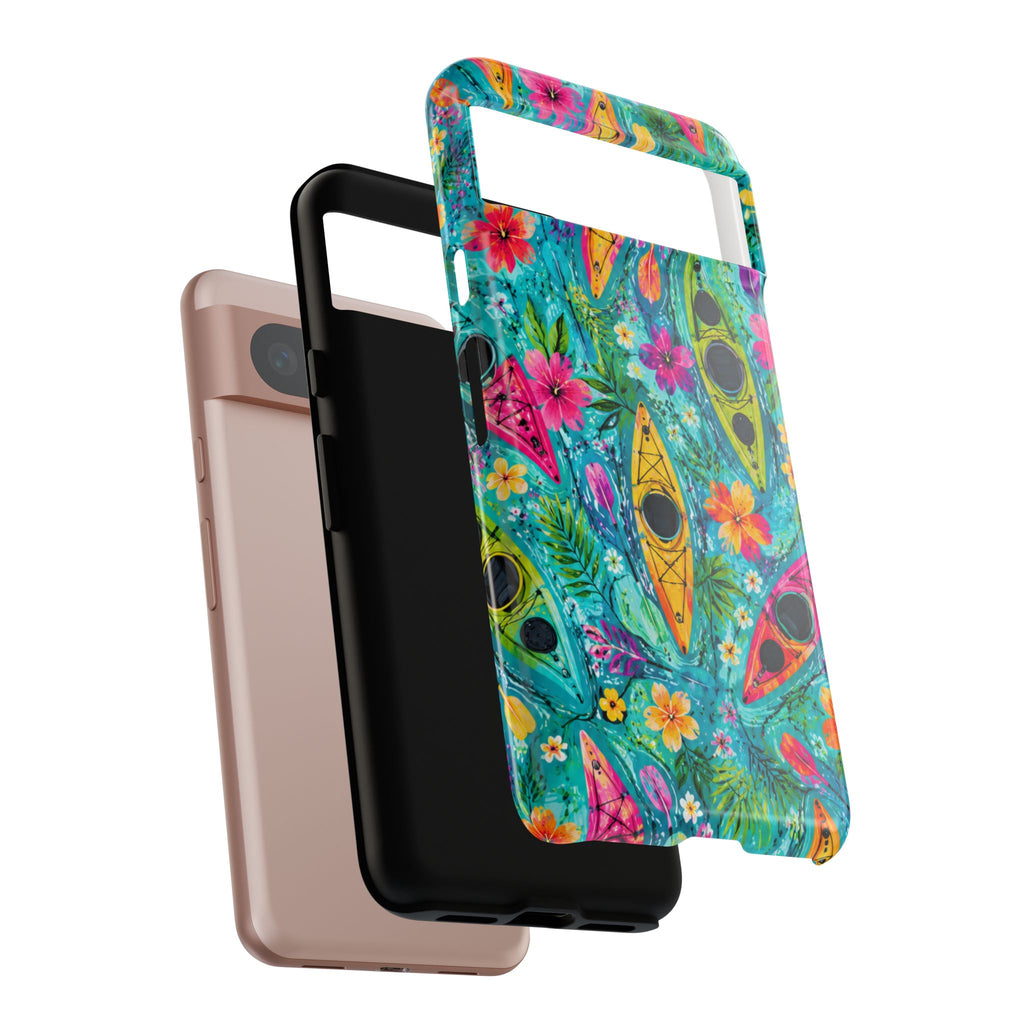 Tropical Kayak Phone Case – Colorful Floral Waterproof Pattern