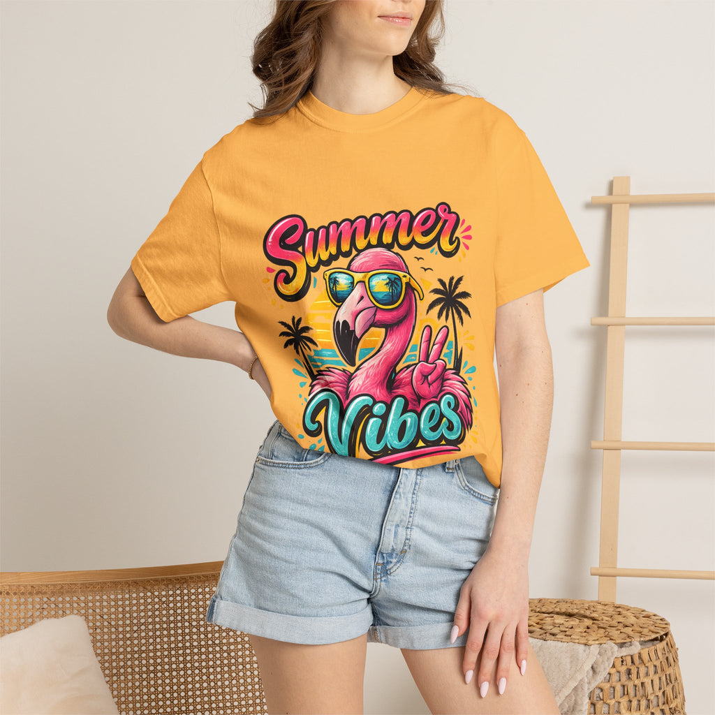 Summer Vibes Flamingo T-Shirt | Tropical Beach Graphic