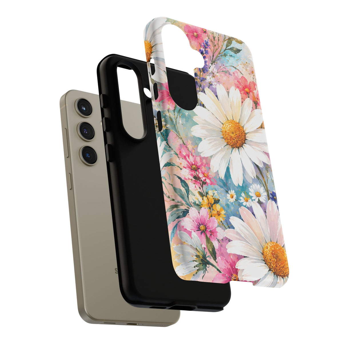 Floral Daisy Phone Case — Watercolor Daisies Protective Tough Case