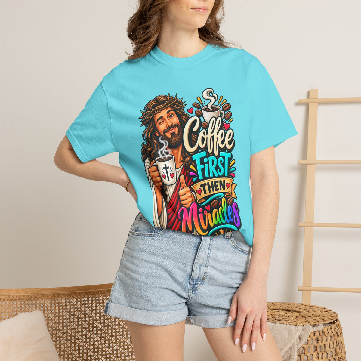 Coffee First Then Miracles Jesus T-Shirt
