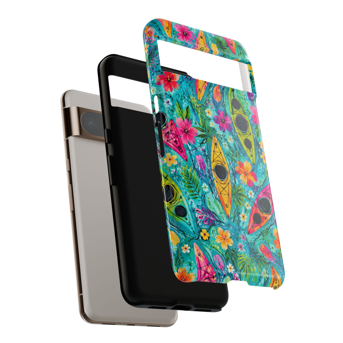 Tropical Kayak Phone Case – Colorful Floral Waterproof Pattern