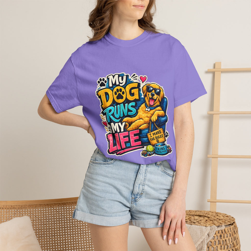 My Dog Runs My Life T-shirt | Funny Dog Lover Tee