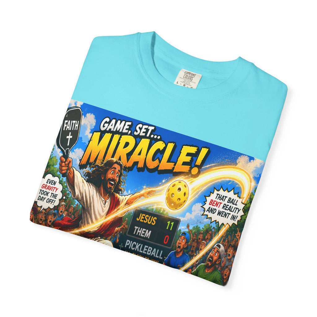 Game, Set, Miracle! Jesus Pickleball Graphic T-Shirt