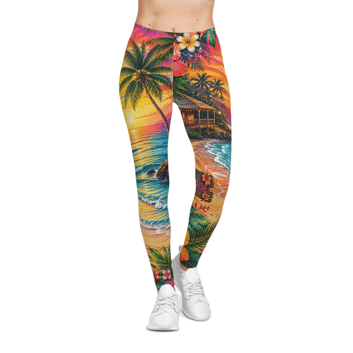 Tropical Sunset Leggings — Vibrant Beach Print Women's Leggings