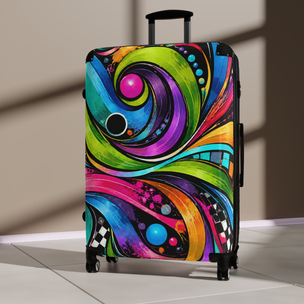 Colorful Swirl Carry-On Suitcase — Vibrant Abstract Travel Luggage