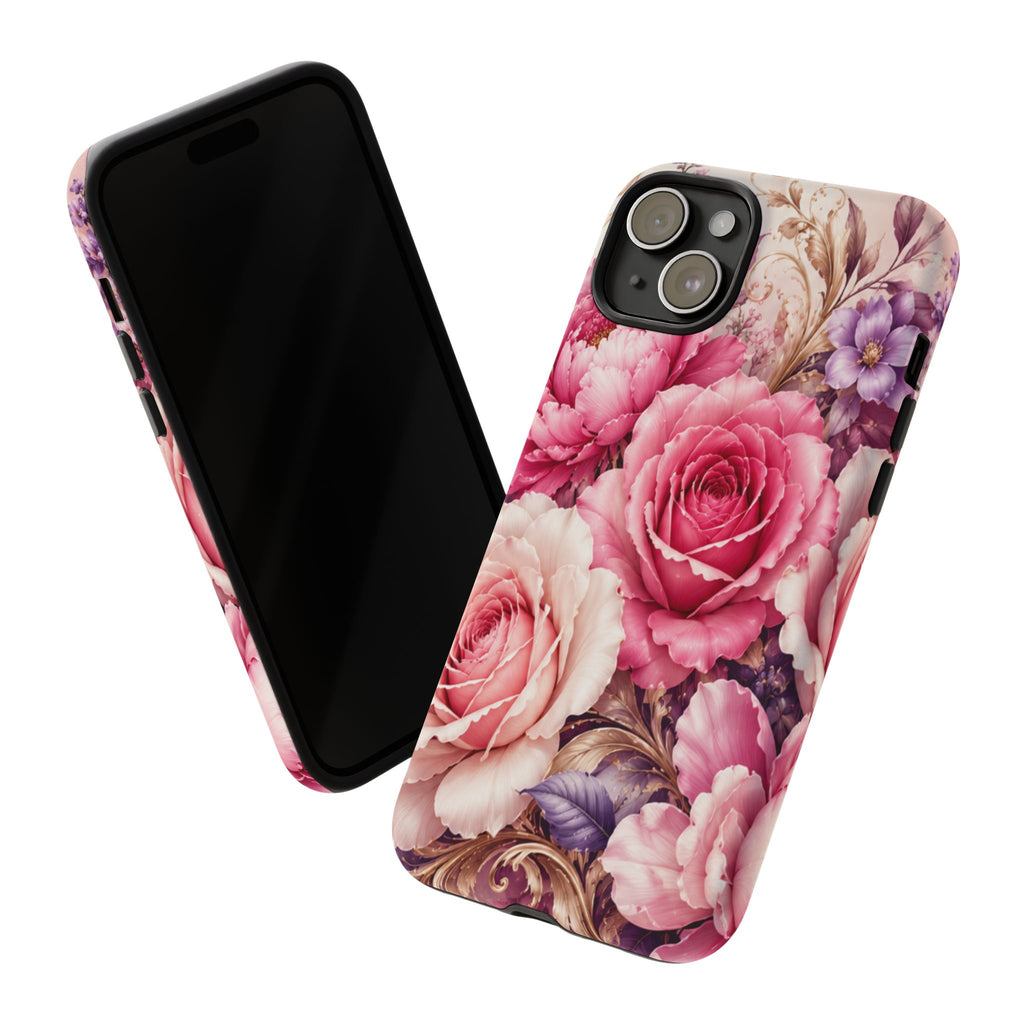 Pink Vintage Roses phone case | floral iPhone cover