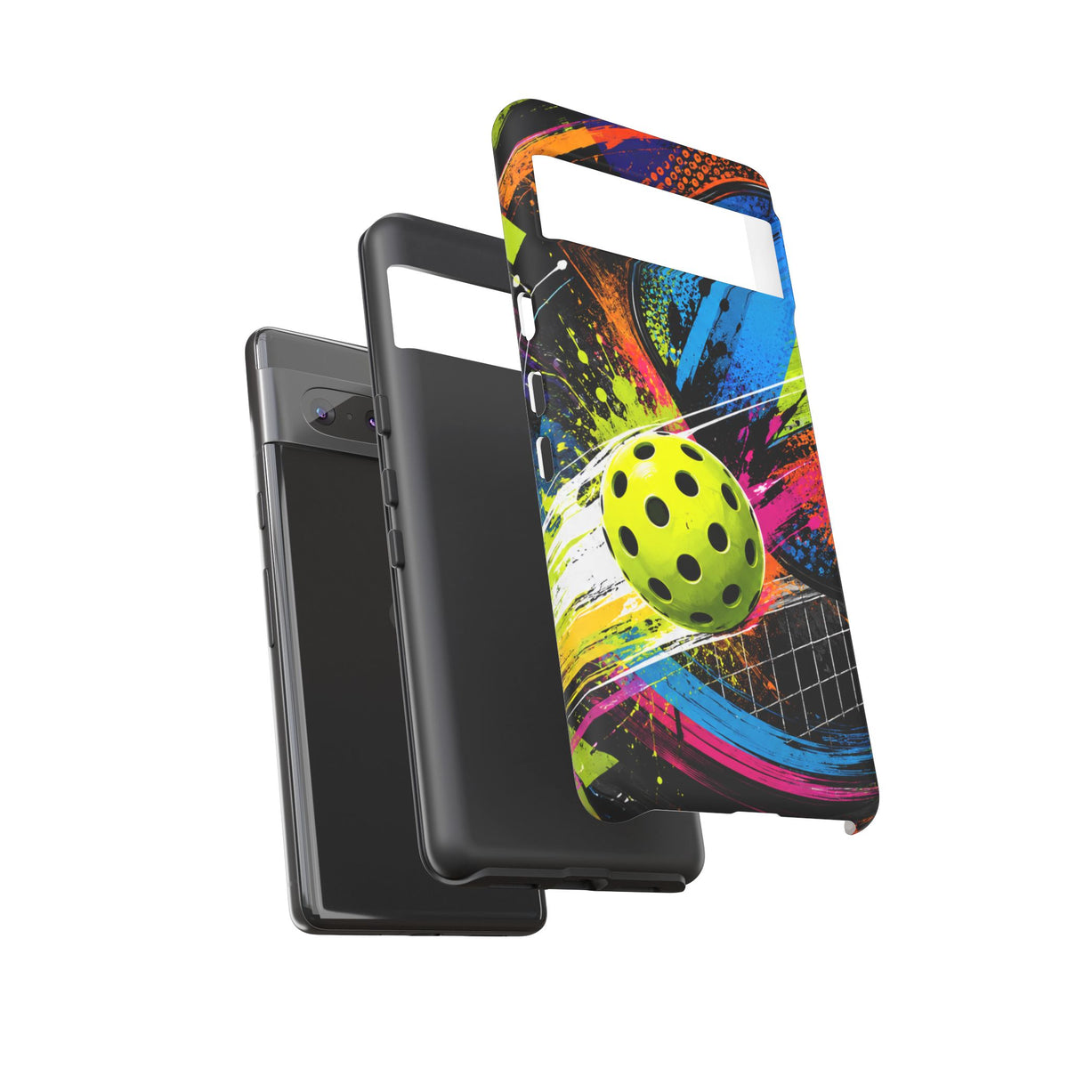 Pickleball Phone Case – Neon Paddle & Ball Splash Tough Case