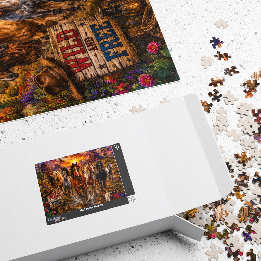Wild and Free Running Horses Puzzle | Western Sunset 1000-Piece