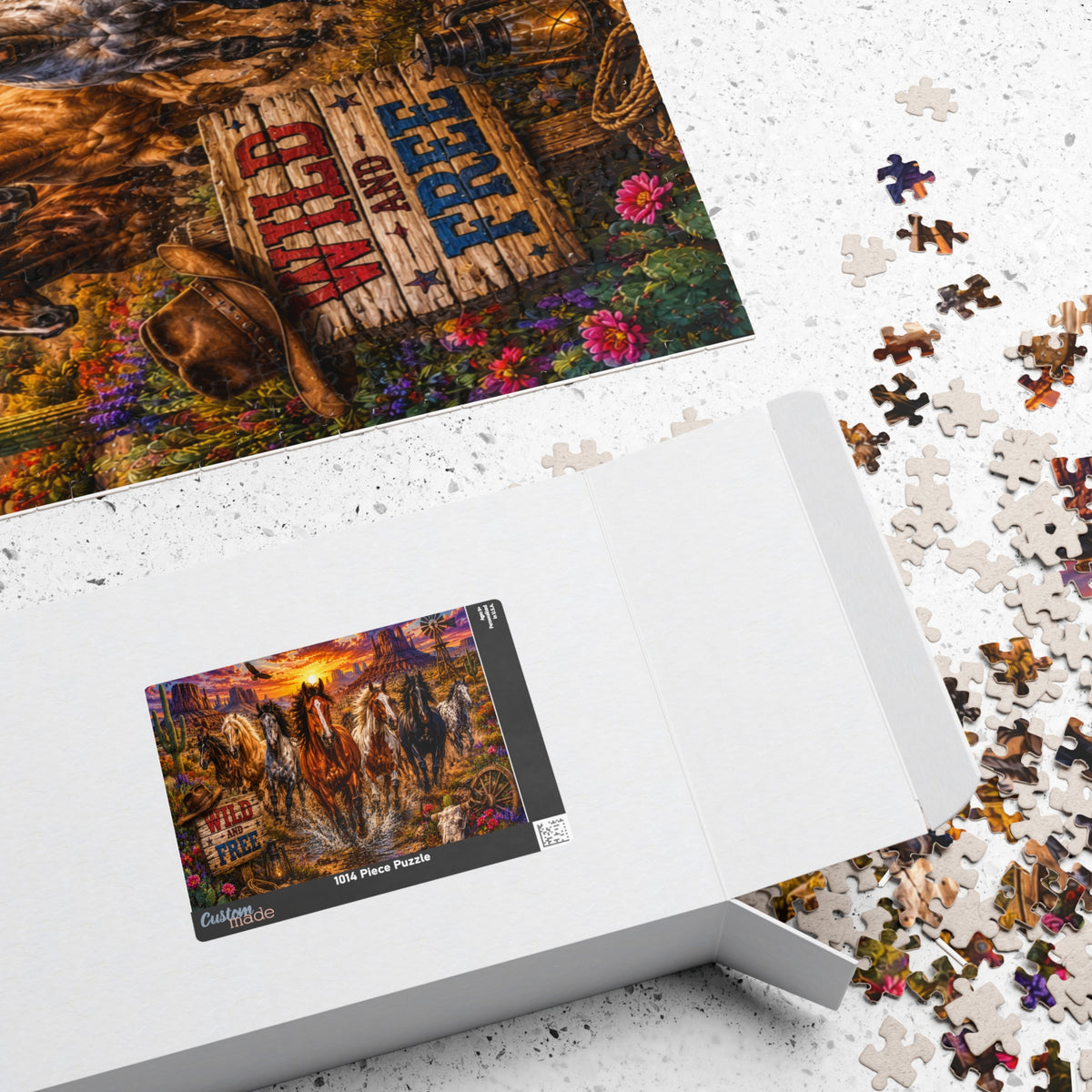 Wild and Free Running Horses Puzzle | Western Sunset 1000-Piece