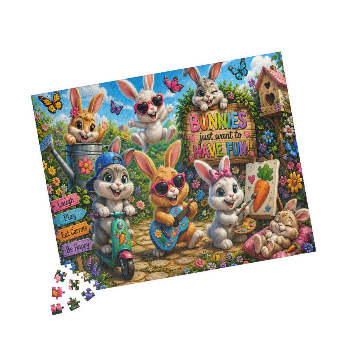 Bunnies Just Want to Have Fun — Colorful Easter Bunny Puzzle (110–1014 pcs)