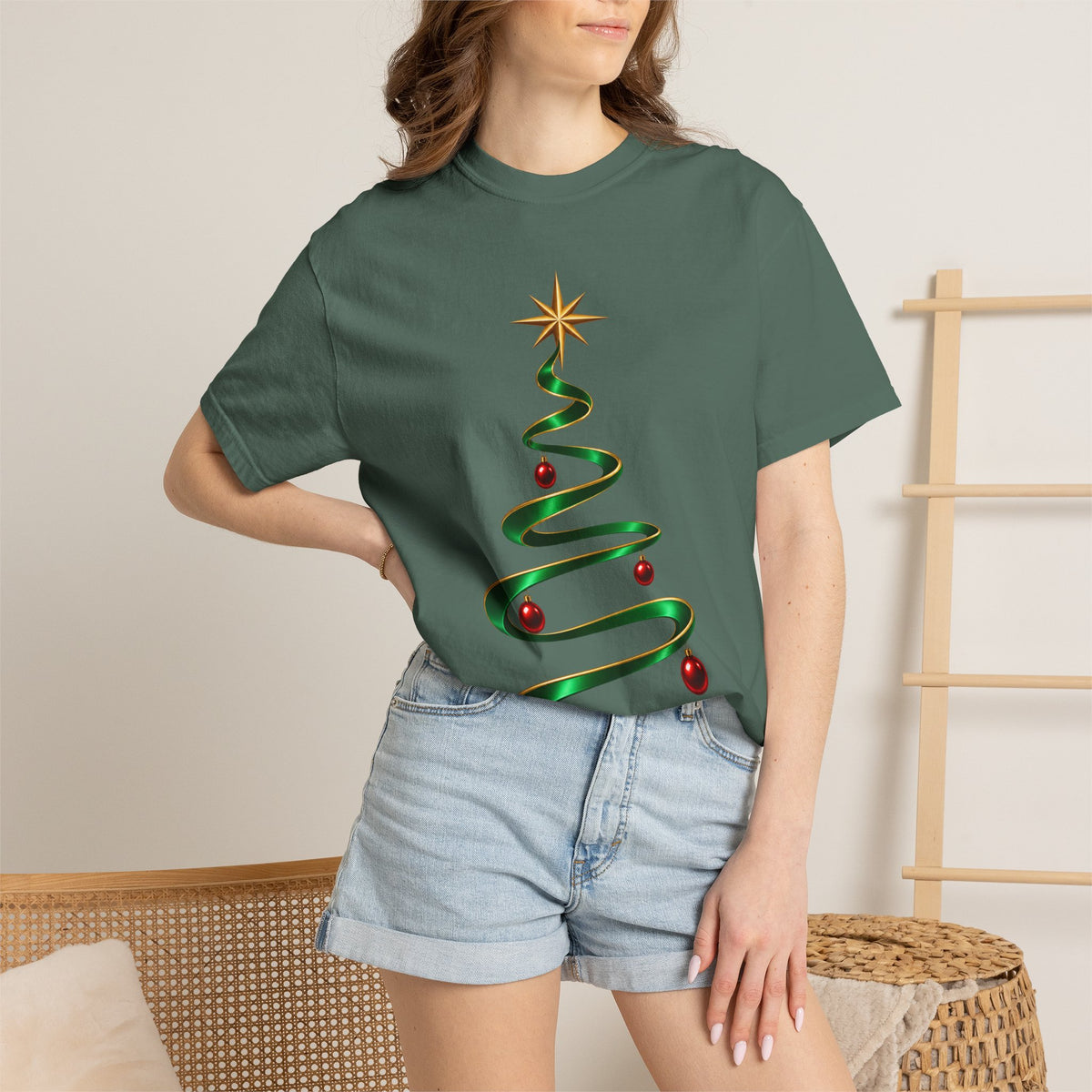 Minimal Swirl Christmas Tree T-Shirt