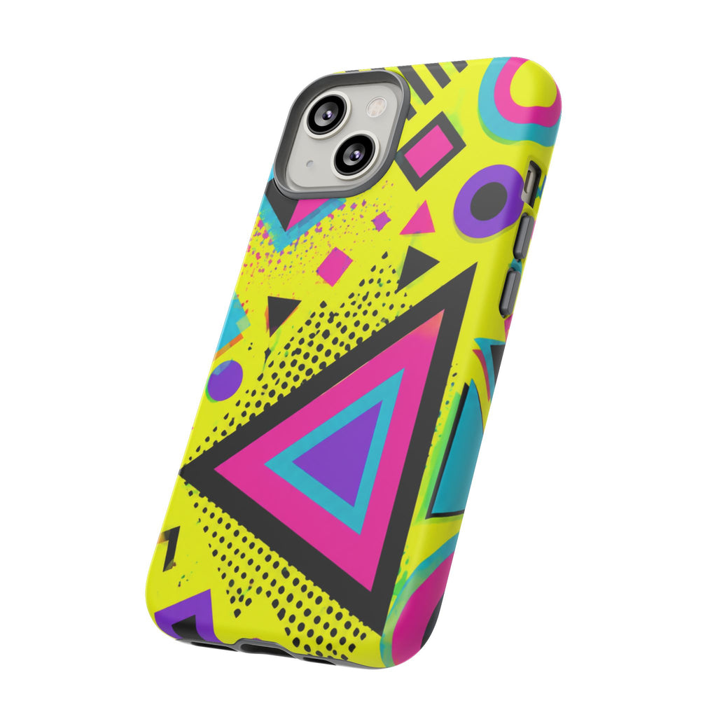 Retro 80s Geometric Phone Case — Neon Memphis Triangle Design