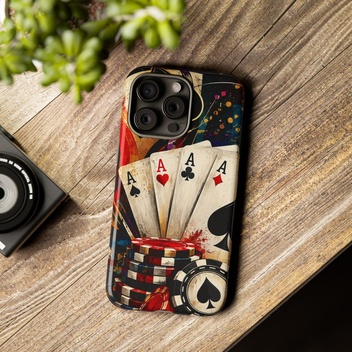 Casino Poker Ace Phone Case — Vintage Playing Cards & Chips Protective Cover