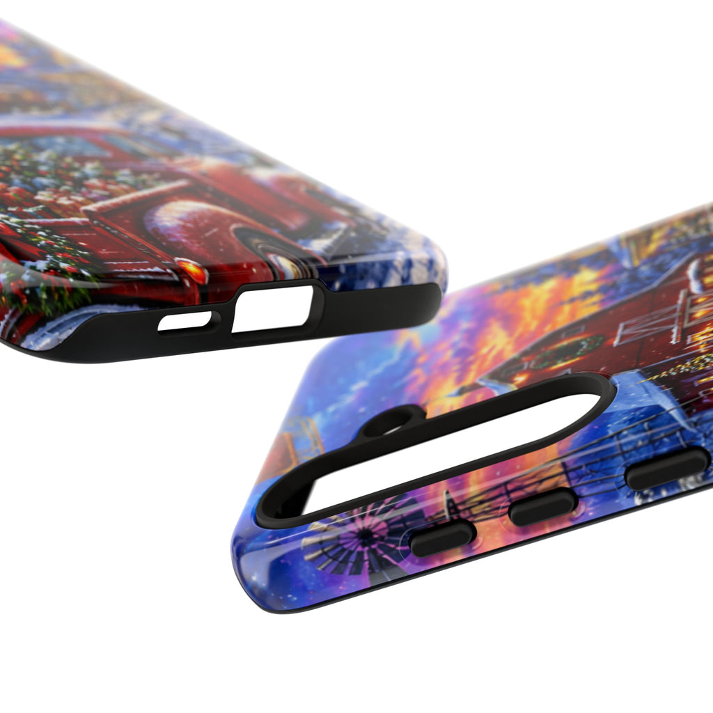 Christmas Farm Phone Case — Vintage Red Truck in Snowy Holiday Scene