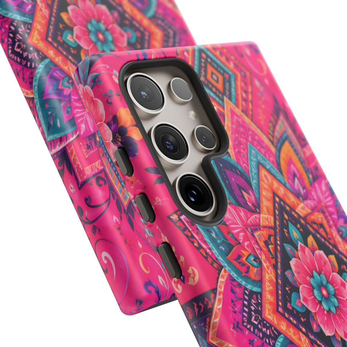 Floral Mandala Tough Phone Case — Pink Boho Protective Cover