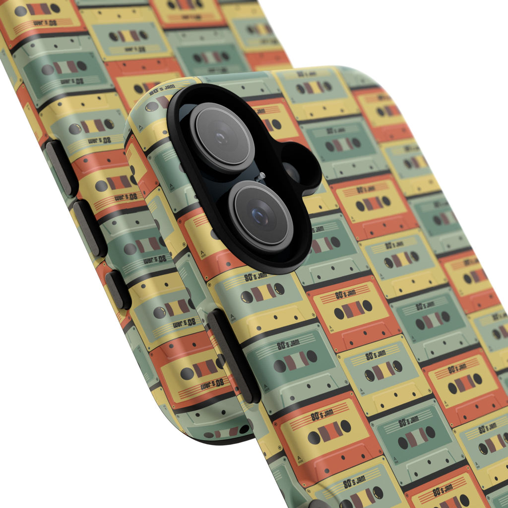 Retro Cassette Tape Phone Case — Vintage Music Pattern Tough Case