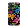 Phone Case — Colorful Cute Sea Turtles on Black (Protective Smartphone Cover)