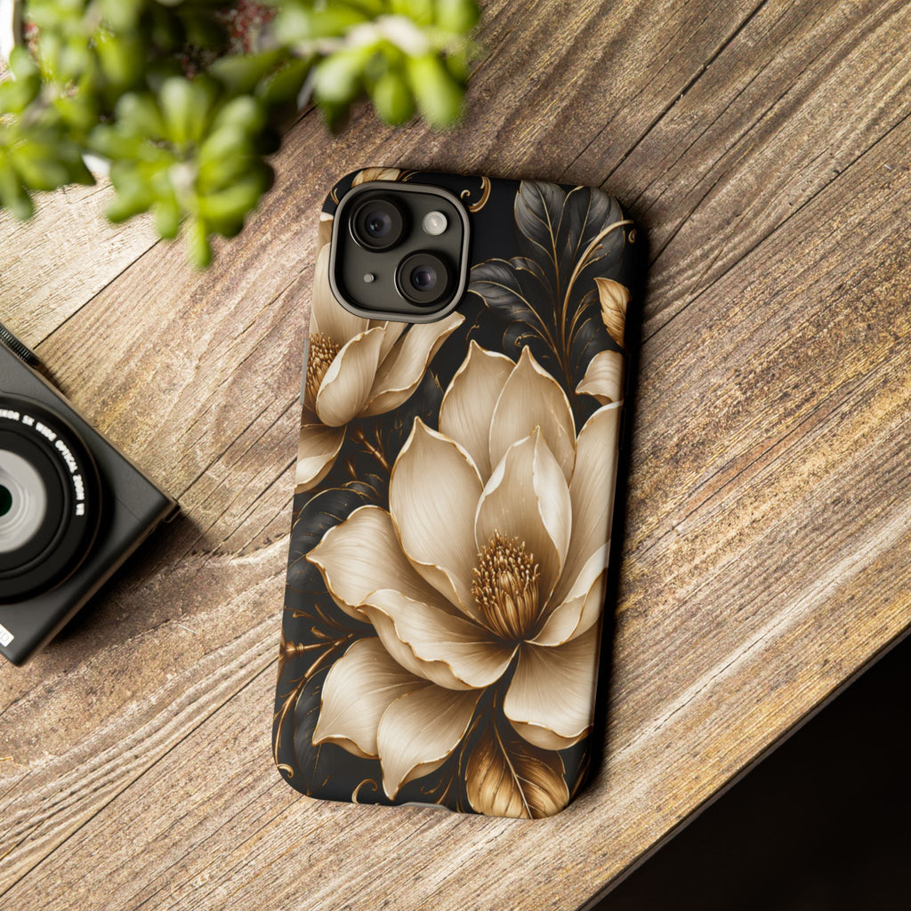 Floral Tough Case — Elegant Gold Magnolia Phone Case