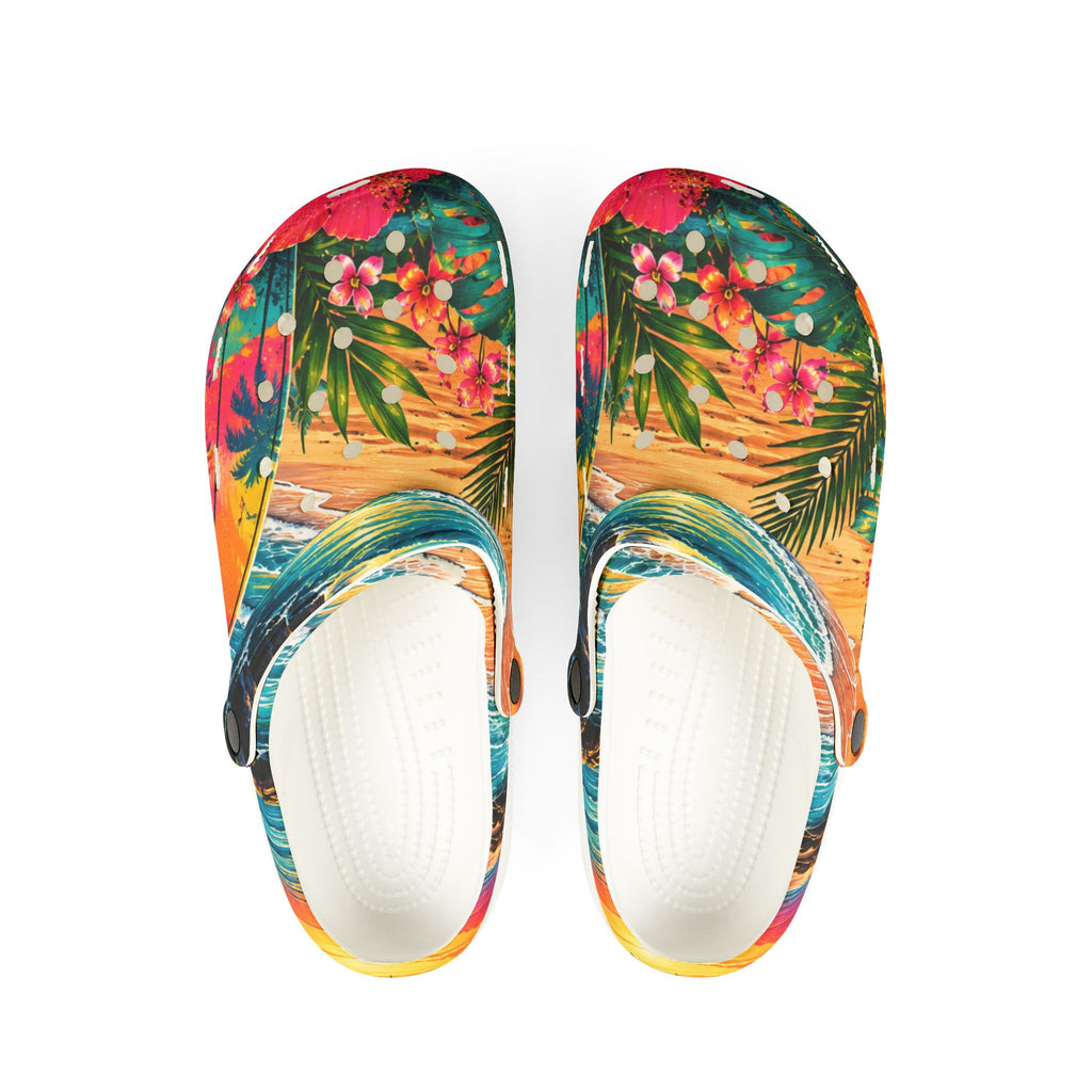 Tropical Floral Clogs — Colorful EVA Foam Garden Shoes