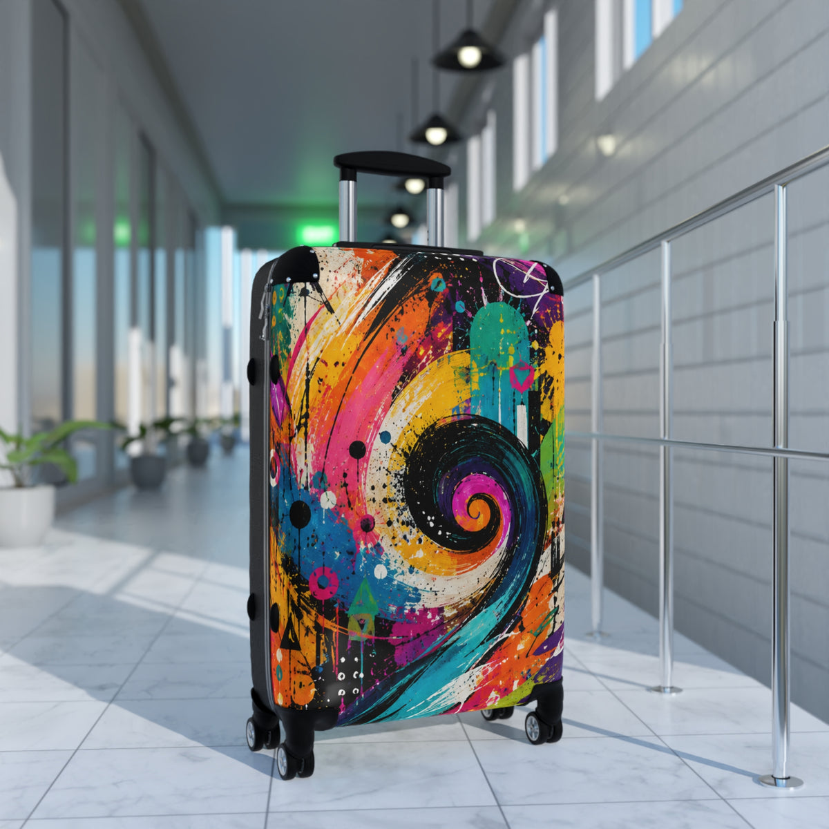 Colorful Swirl Carry-On Suitcase – Vibrant Abstract Travel Luggage