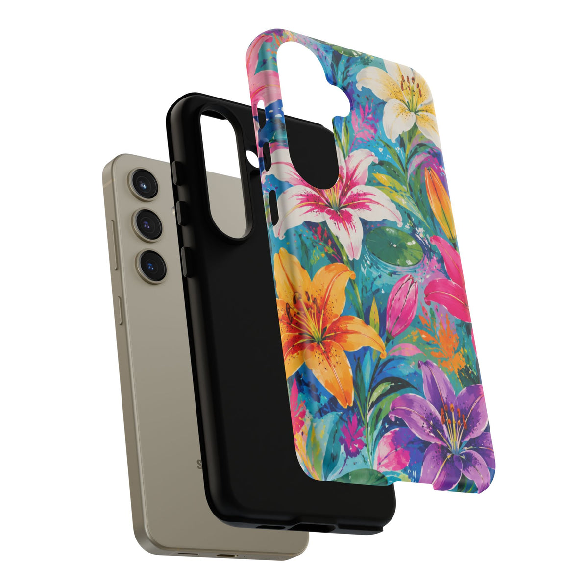 Floral Lily Tough Phone Case — Colorful Tropical Flower Protective Cover