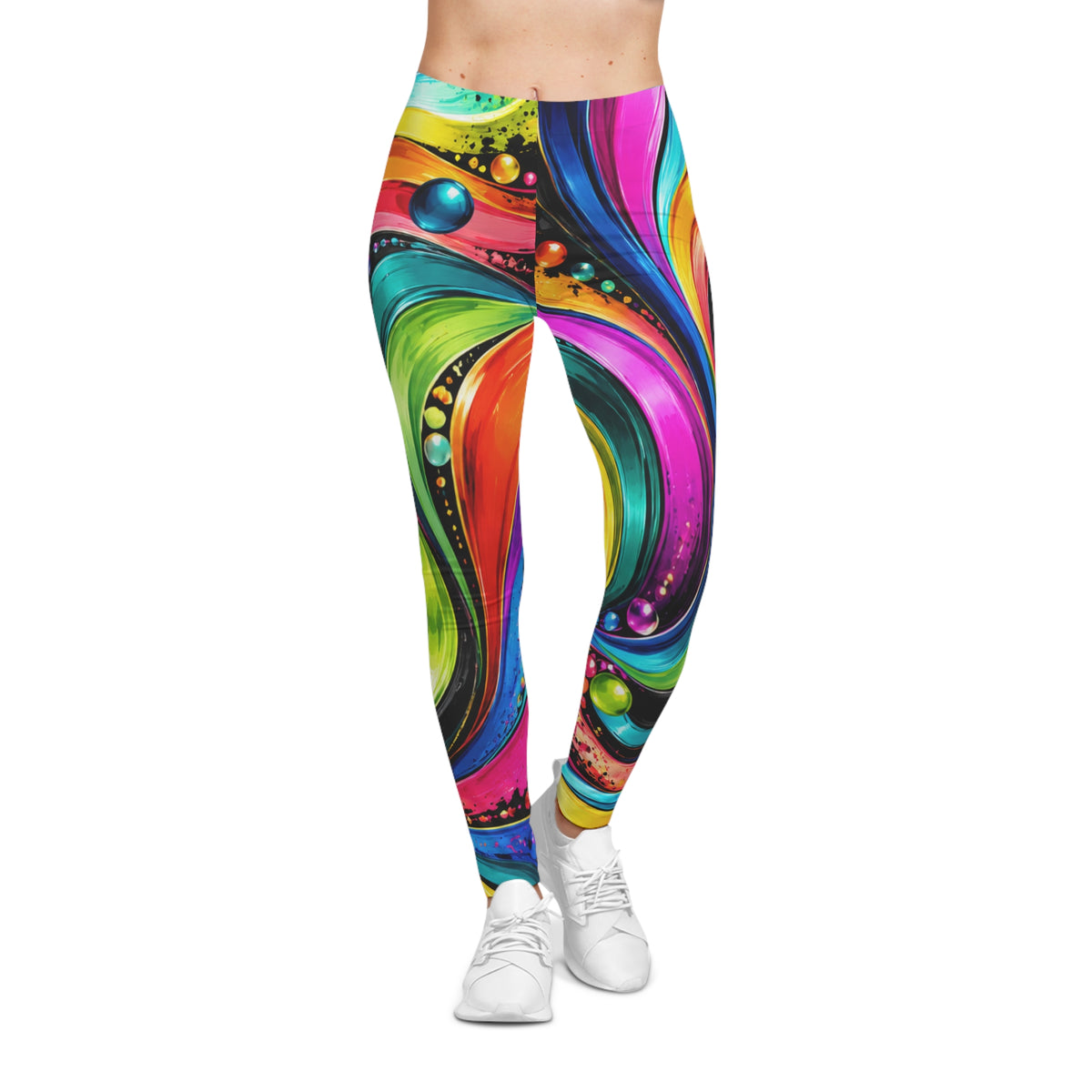 Colorful Swirl Abstract Leggings — Vibrant All-Over Print Women's Leggings