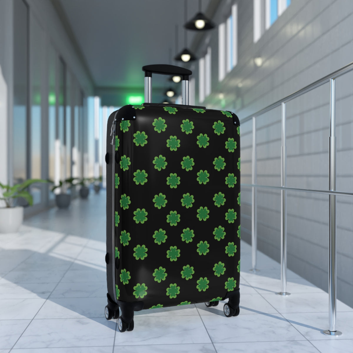 St. Patrick's Clover Suitcase — Green Shamrock Pattern Carry-On