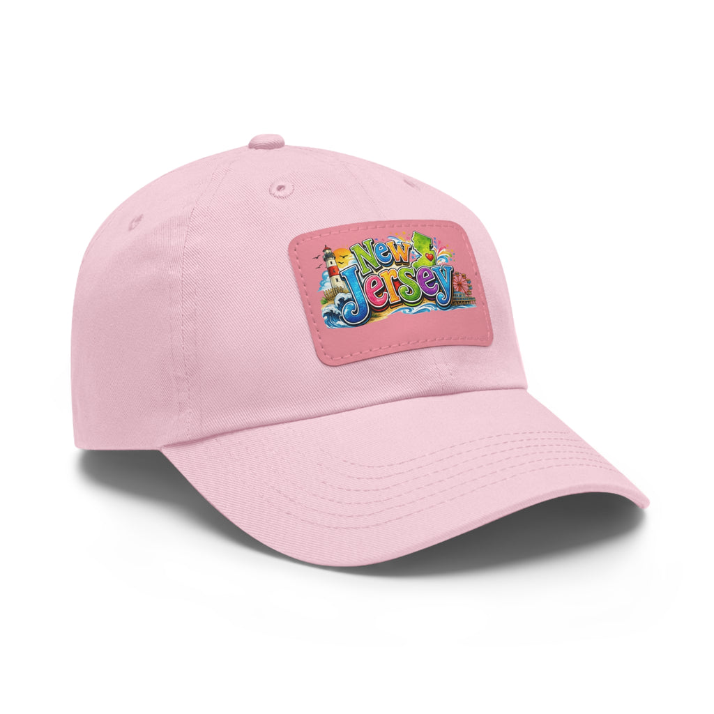 New Jersey Patch Logo Dad Hat | Leather Rectangle Patch