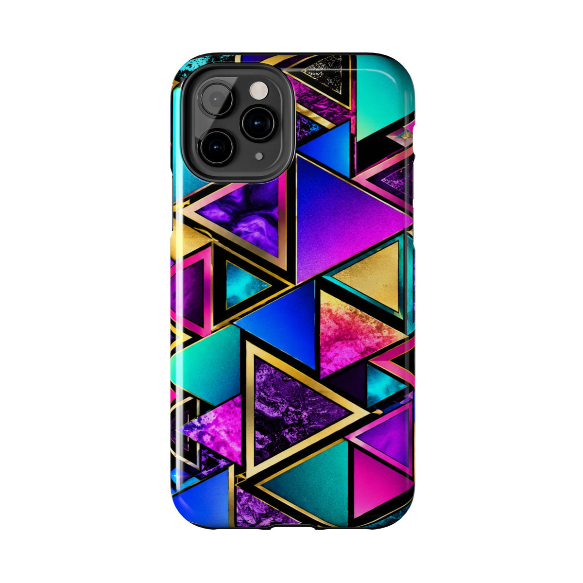 Geometric Neon Triangles Tough Phone Case