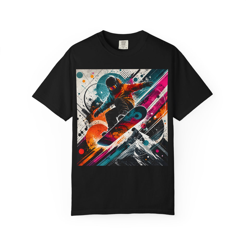 Snowboarder Abstract Art Tee — Dynamic Winter Sports Graphic T-Shirt
