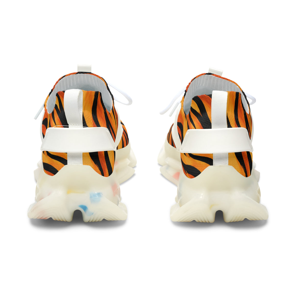Tiger Stripe Mesh Sneakers — Women's Stylish Animal Print Athletic Shoes