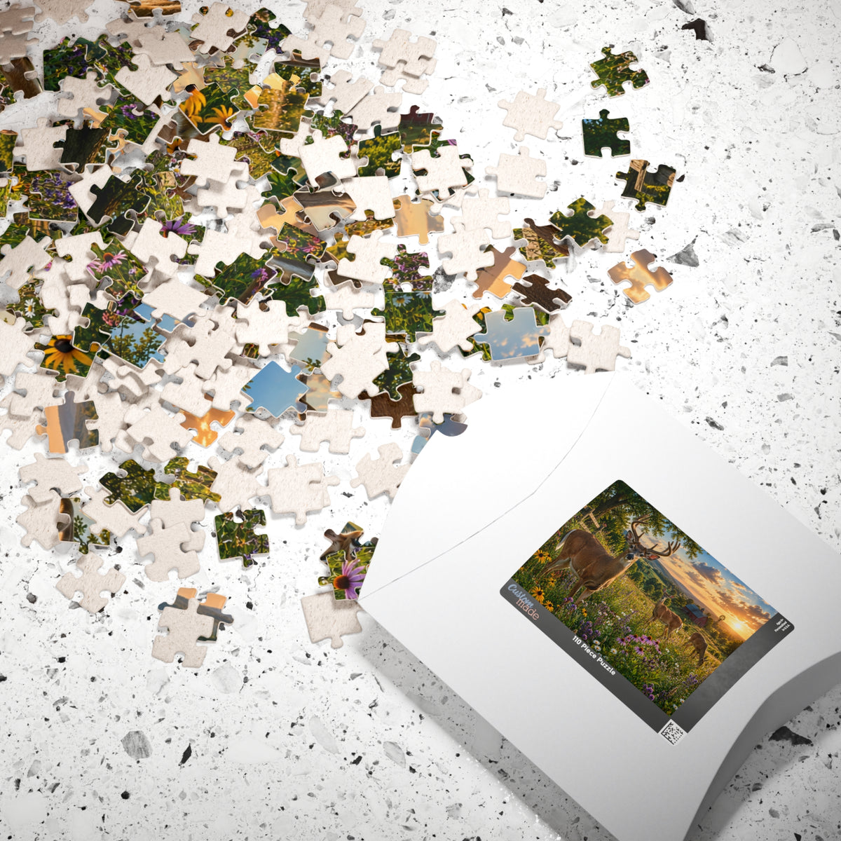 Sunrise Meadow Deer Jigsaw Puzzle — Scenic Wildlife Puzzle (110–1014 pcs)