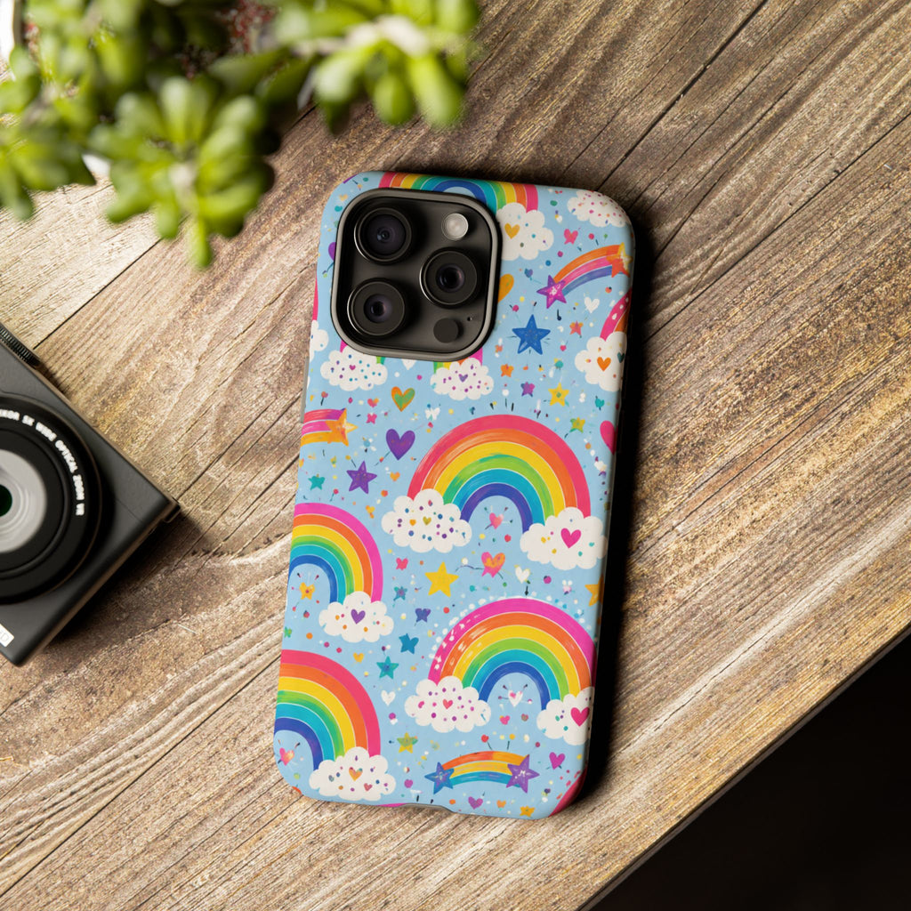 Rainbow Clouds Phone Case — Cute Pastel Rainbow Pattern Tough Case